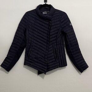 Michael Kors Black Quilted Asymmetrical Puffer Coat